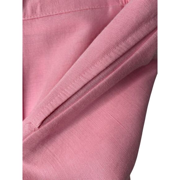 Vintage Napa Valley Pants Size 10 Pink Linen Blend Pull On Crop Straight Pockets - Picture 4 of 11